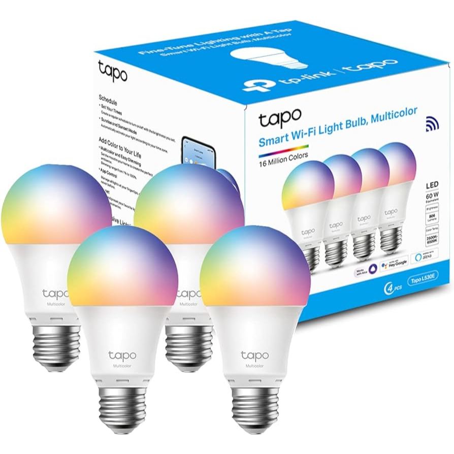 TP-Link Tapo L530E (pack 4) Smart Wi-Fi Light Bulb, Multicolor หลอดไฟ LED ให้ความสว่างถึง 806 lumens