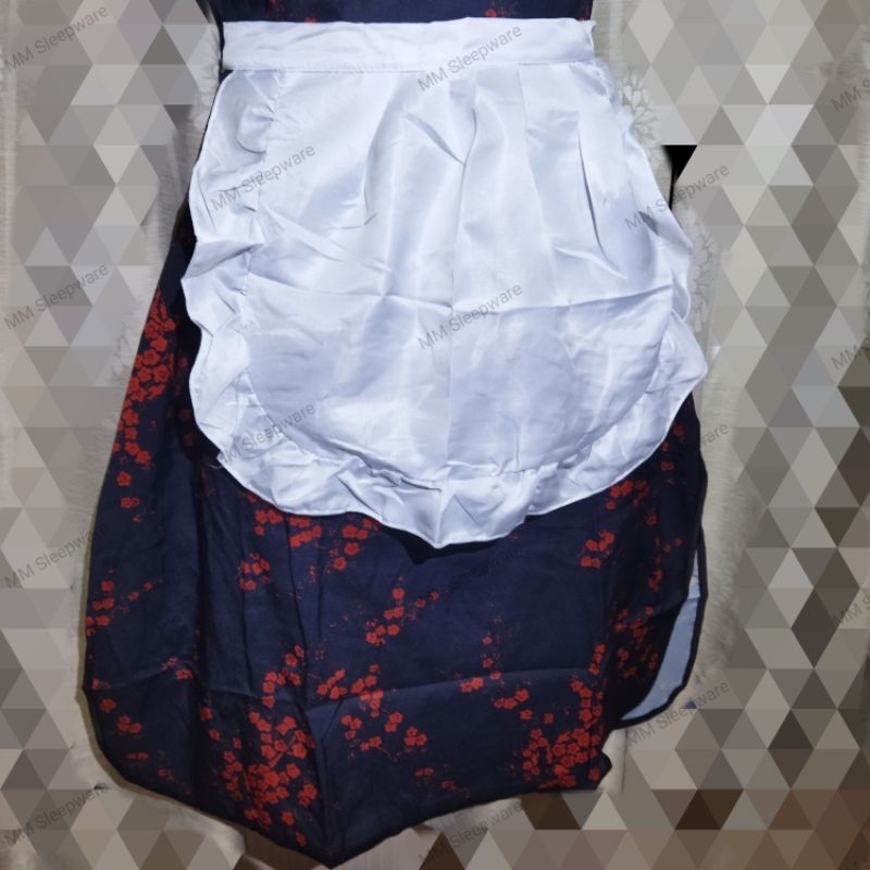 ชุดกี่เพ้า กี่เพ้าสาวใช้ กี่เพ้าลายดอกไม้ กี่เพ้าพร้อมผ้ากันเปื้อน KP-12 - รูปที่ 4