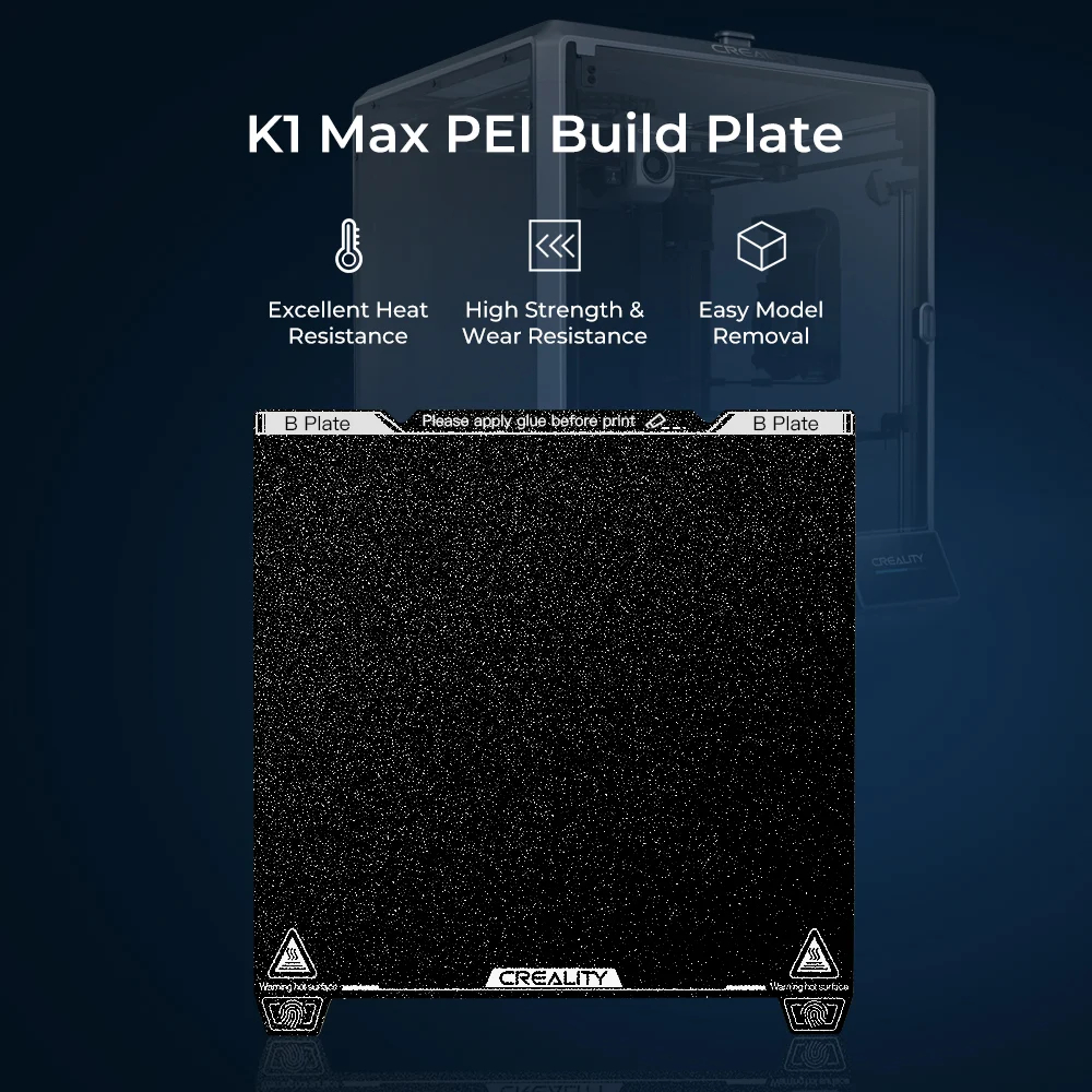 [พร้อมส่ง] แผ่นฐานพิมพ์ Textured PEI สำหรับ Creality K1 Max ขนาด 315*310 mm งอได้ ฐานเป็นแม่เหล็ก