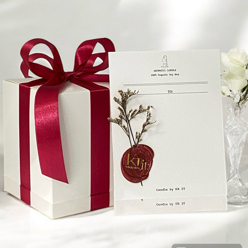 เคอาร์-อิท Gift box เทียนหอม ไขถั่วเหลือง พร้อมกล่องผูกโบว์ (ได้ทั้งกล่องและเทียนหอม)