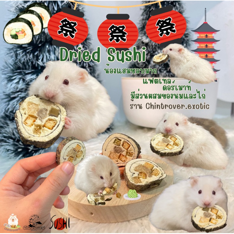 Chintrovert | Dried homemade Sushi ซูชิ | ขนมแฮมเตอร์ทุกสายพันธุ์ ดอร์เมาท์ แฟตเทล