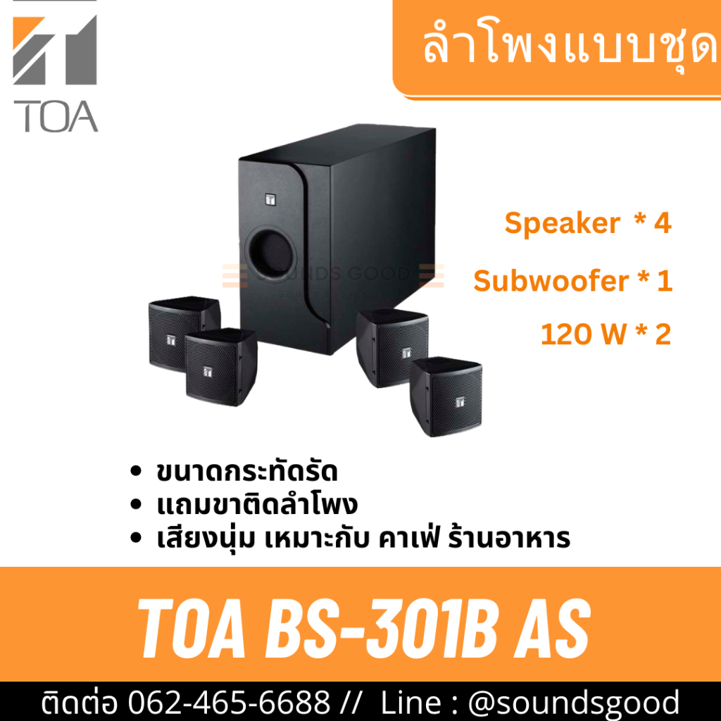 TOA BS-301B AS | ลำโพงตู้ Compact Sub Woofer (สีดำ)