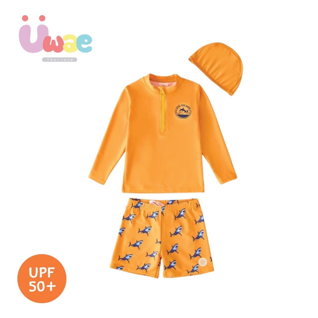 Uwae ชุดว่ายน้ำเด็กชายกันยูวี All Orange รุ่น UV387