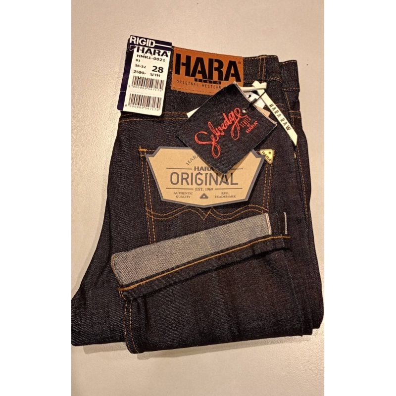 HARA ยีนส์ริมแดง 14.5oz  รุ่นใหม่มาแล้ว ขากระบอก8" สีมิทไนท์ พร้อมส่ง