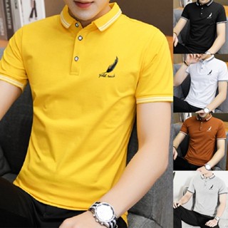 🚀【พร้อมส่ง】🚀ผู้ชายลําลองปกแขนสั้นเสื้อโปโลธุรกิจสุภาพบุรุษแข…