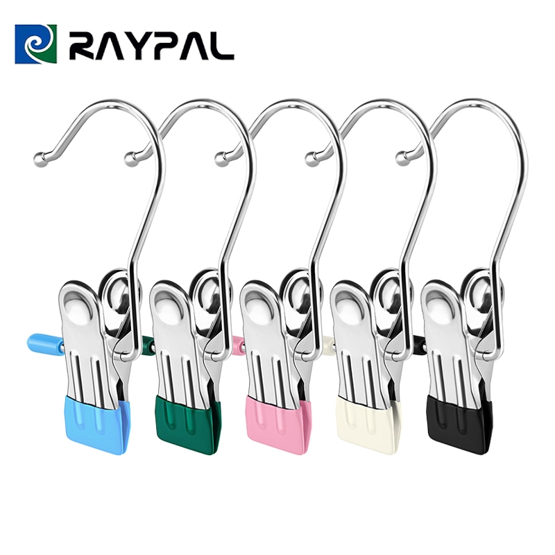 RAYPAL สเตนเลส กันลื่น สีสันสดใส ประหยัดพื้นที่ 5 ชิ้น/แพ็ค ไม้แขวนเสื้อ อเนกประสงค์(แบบแพ็ค)คลิปหนีบผ้า ถุงเท้า