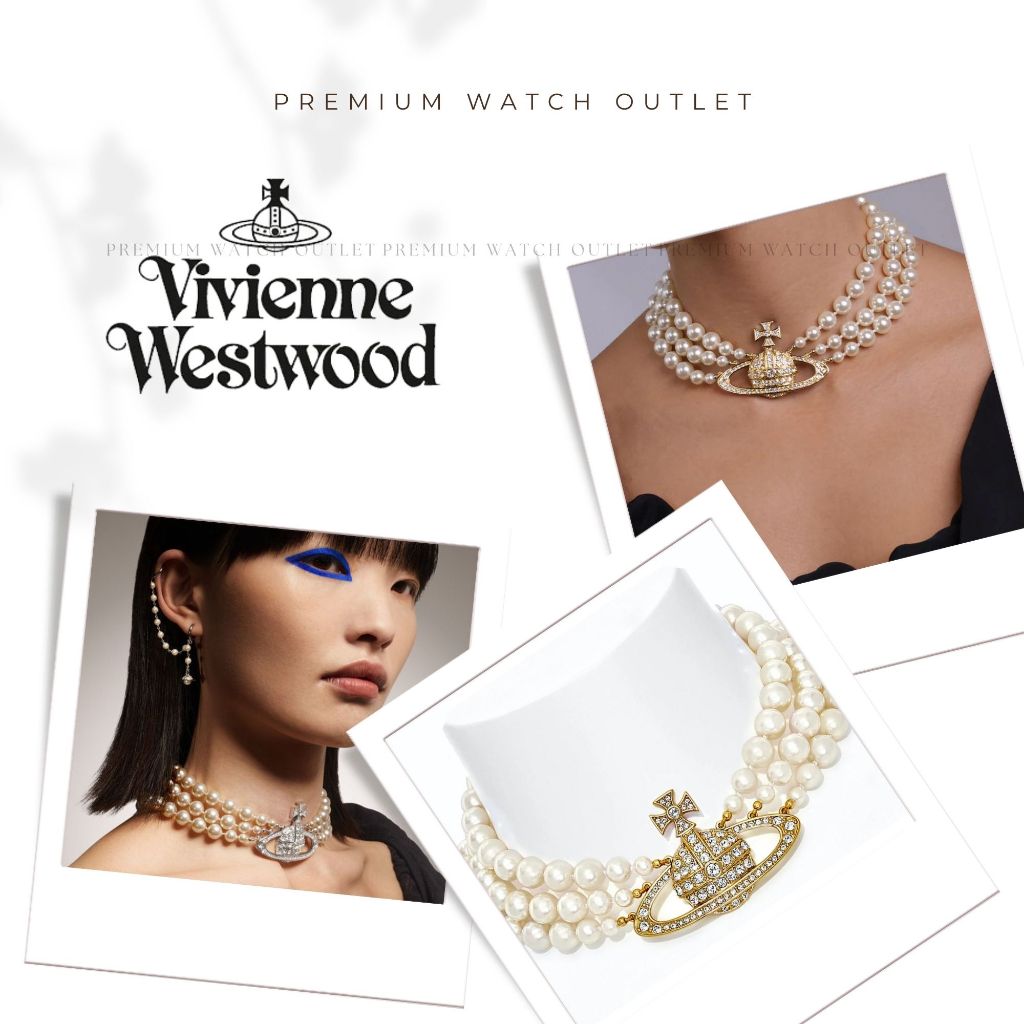 Vivienne Westwood Necklace สร้อยคอ เงินแท้ ประดับมุก เครื่องประดับ พร้อมส่ง