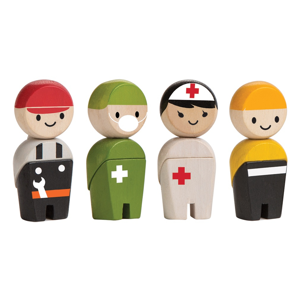 PlanToys ของเล่นไม้ 6269 Rescue Crew ชุดตุ๊กตาทีมกู้ภัย เสริมพัฒนาการ สำหรับเด็กอายุ 3 ปี ขึ้นไป — صورة 2