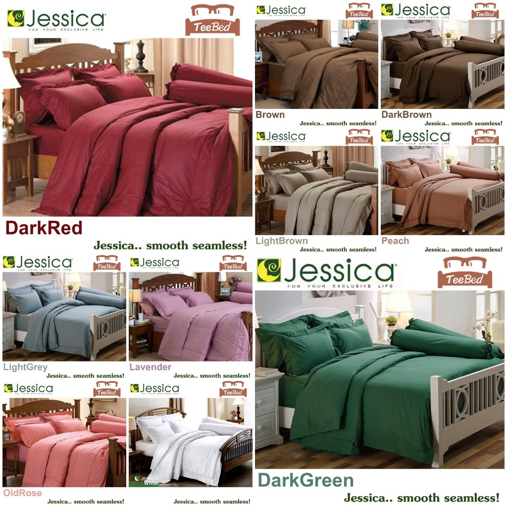 Jessica ชุดผ้าปู (ไม่รวมผ้านวม) สีพื้น สีเทา ลาเวนเดอร์ แดง น้ำตาล โอรส ฟ้า ขาว พีช
