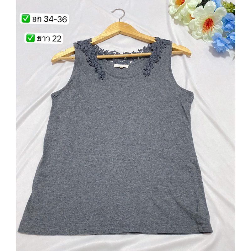 No.76 เสื้อกล้าม Studio clip สีดำเทา อก 34-36 ยาว 22