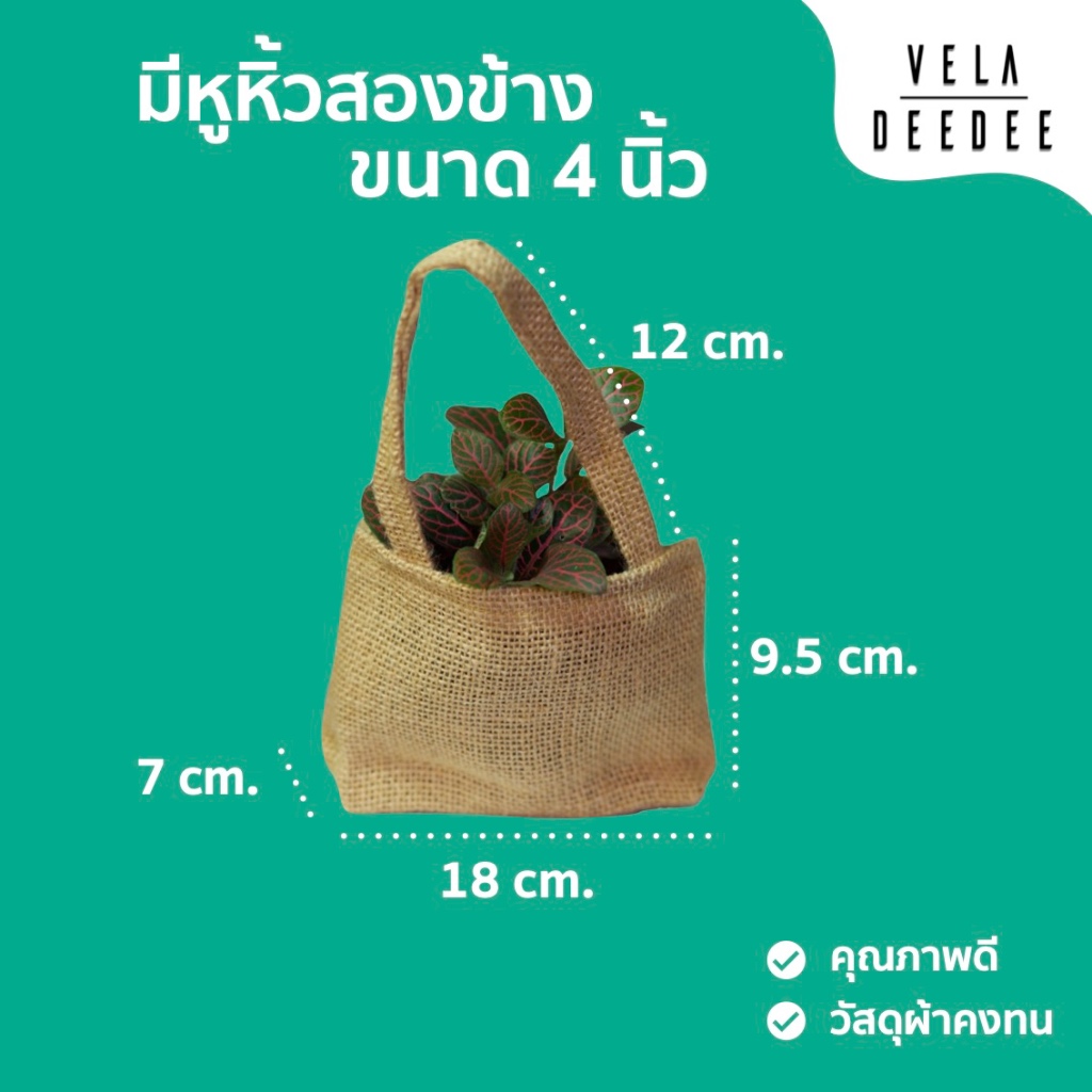ถุงใส่ของชำร่วย ถุงผ้ากระสอบใส่กระถางต้นไม้/ขนาด3นิ้วและ4นิ้ว/ไม่รวมต้นไม้/ตกแต่งของชำร่วย/ถุงผ้าใส่ของชำร่วย - รูปที่ 2