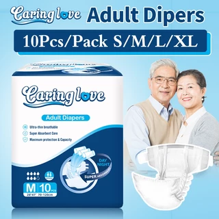 [สินค้าใหม่] Caring love ผ้าอ้อมผู้ใหญ่ สูตรบางเบา มีอัตราการดูดซึมสูง S/M/L/XL/（10pcs）สองประเภท