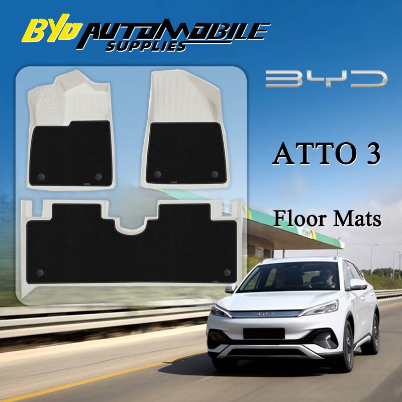 byd atto 3 3D Mats พรมปูพื้นรถยนต์ พรมกันลื่น พรมกันนํ้า พรมรถยนต์ BYD ATTO 3 2022-2024 พรมปูพื้นรถย