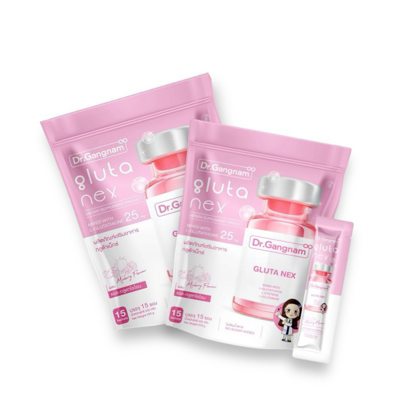 Dr.Gangnam Gluta Nex ( ชนิดชงดื่ม ) 🍓🫐  บรรจุ 15 ซอง 225g