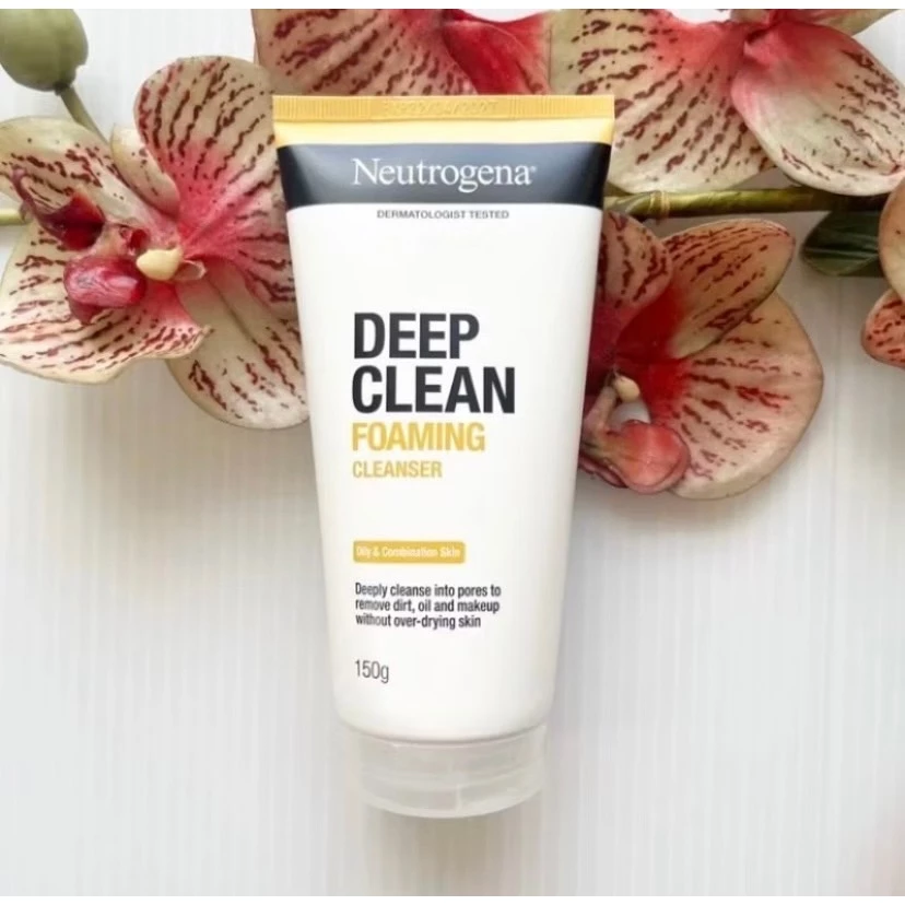 100, 150 g. ผลิต 06/25 Neutrogena Foam Deep Clean นูโทรจีน่า โฟมล้างหน้า ดีพ คลีน โฟมมิ่ง คลีนเซอร์ หลอดขาว