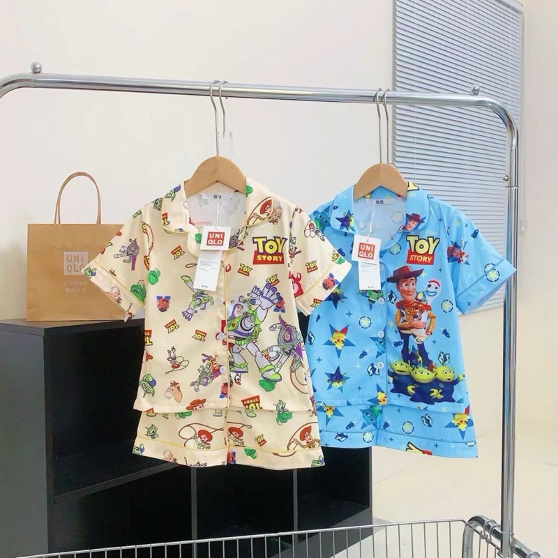 ชุดนอน toy story ชุดเด็ก ลายการ์ตูนน่ารัก แขนสั้น ขาสั้น