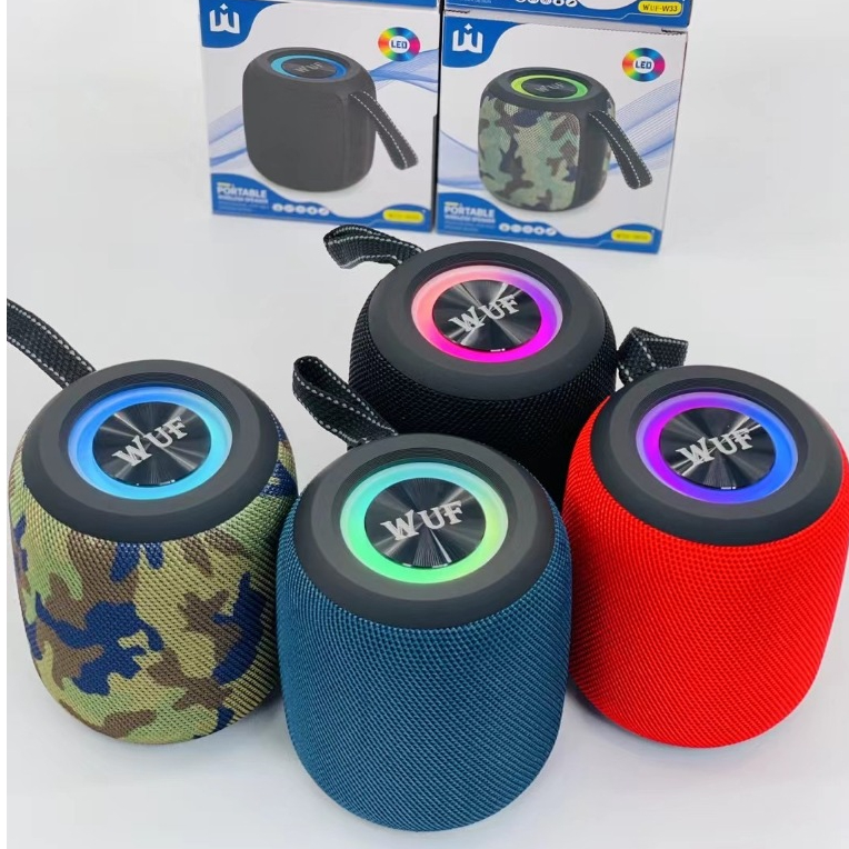 WUF-W33 Speaker ลำโพงบลูทูธ ลำโพงไร้สาย มีไฟ LED เสียงได้ เสียงดัง