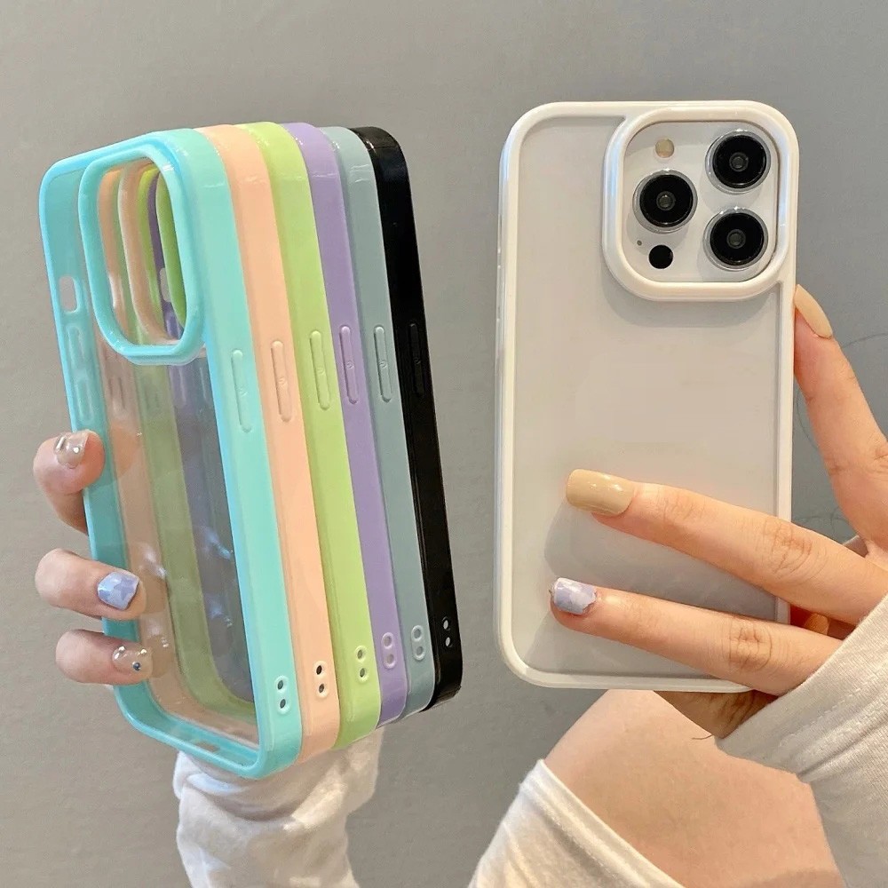 3 in 1 เคสกันกระแทกสำหรับ For iPhone 15 14 13 12 11 Pro Max X XR XS Max 6S 7 8 Plus SE กันชนฝาครอบ TPU กันกระแทกแบบนุ่ม