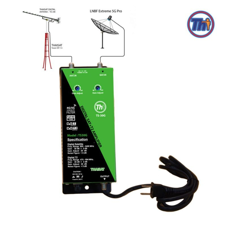 BOOSTER TS-30G DIGITAL SAT+T2 AMPLIFIER THAISAT
