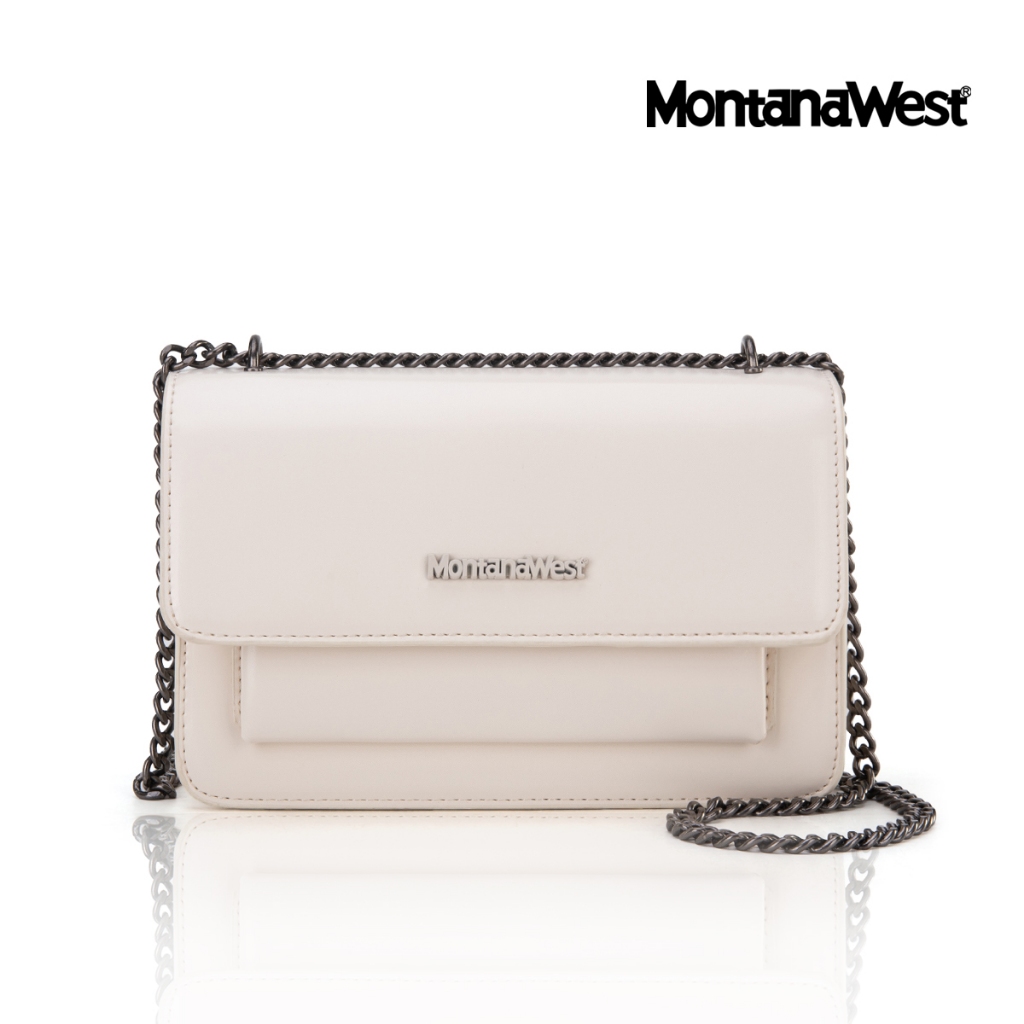 Montana West รุ่น Crossbody Bag กระเป๋าสะพายข้างสำหรับผู้หญิง สายโซ่ หนัง PU เรียบ