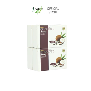 i natureCoconut Milk Soap X4 สบู่มะพร้าว & นมข้าว แพ็ค 4