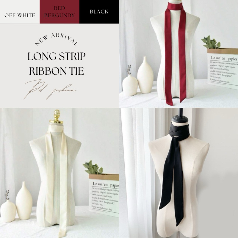 พร้อมส่ง Long Ribbon Tie (9 สี)