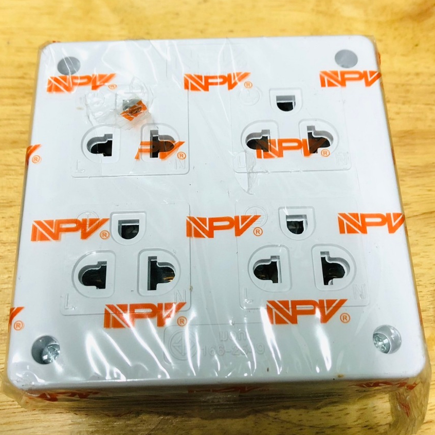 ปลั๊กไฟ ปลั๊ก 3 ตา เต้ารับ 4 ที่ (2 ขา+ 2 ขากราวด์) ยี่ห้อ NPV รุ่น NP-4206A (มี มอก.) หนา ทนทาน อย่