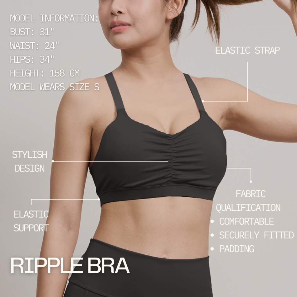 PY สปอร์ตบรามีฟองน้ำ สำหรับคนอกใหญ่ ออกกำลังกาย ผ้านุ่มยืดใส่สบายไม่บาง กระชับ รุ่น Ripple Bra