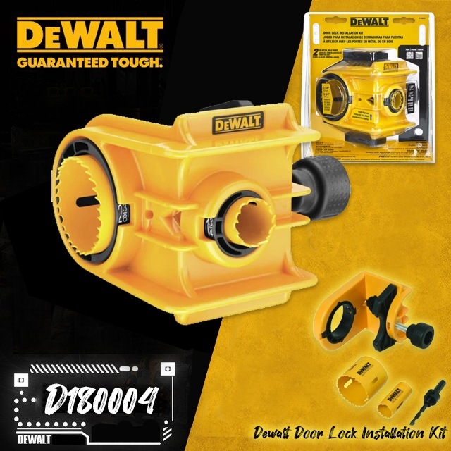 DEWALT ชุดเจอะไม้ โฮซอ พร้อมดอกเจอะ Door Lock Installation Kit รุ่น D180004