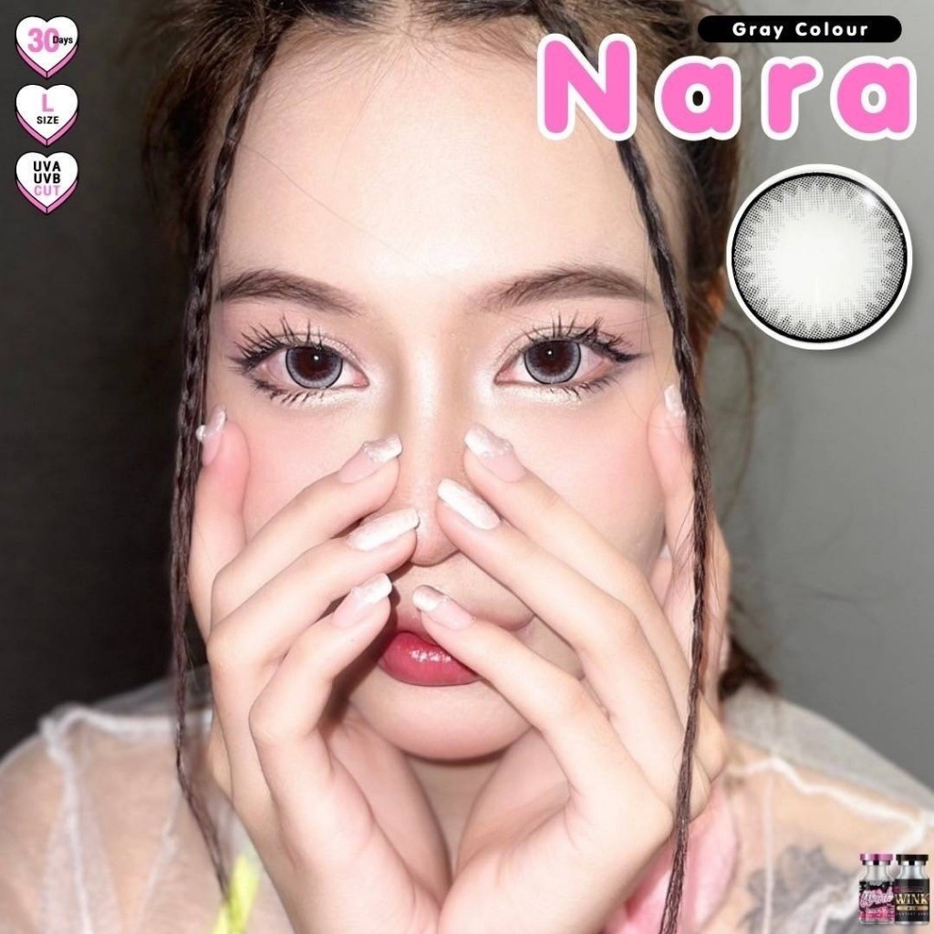 คอนแทคเลนส์🌈Nara🌈 Brown / Gray (Wink) ขนาดบิ๊กอาย💖ขายดี🍭