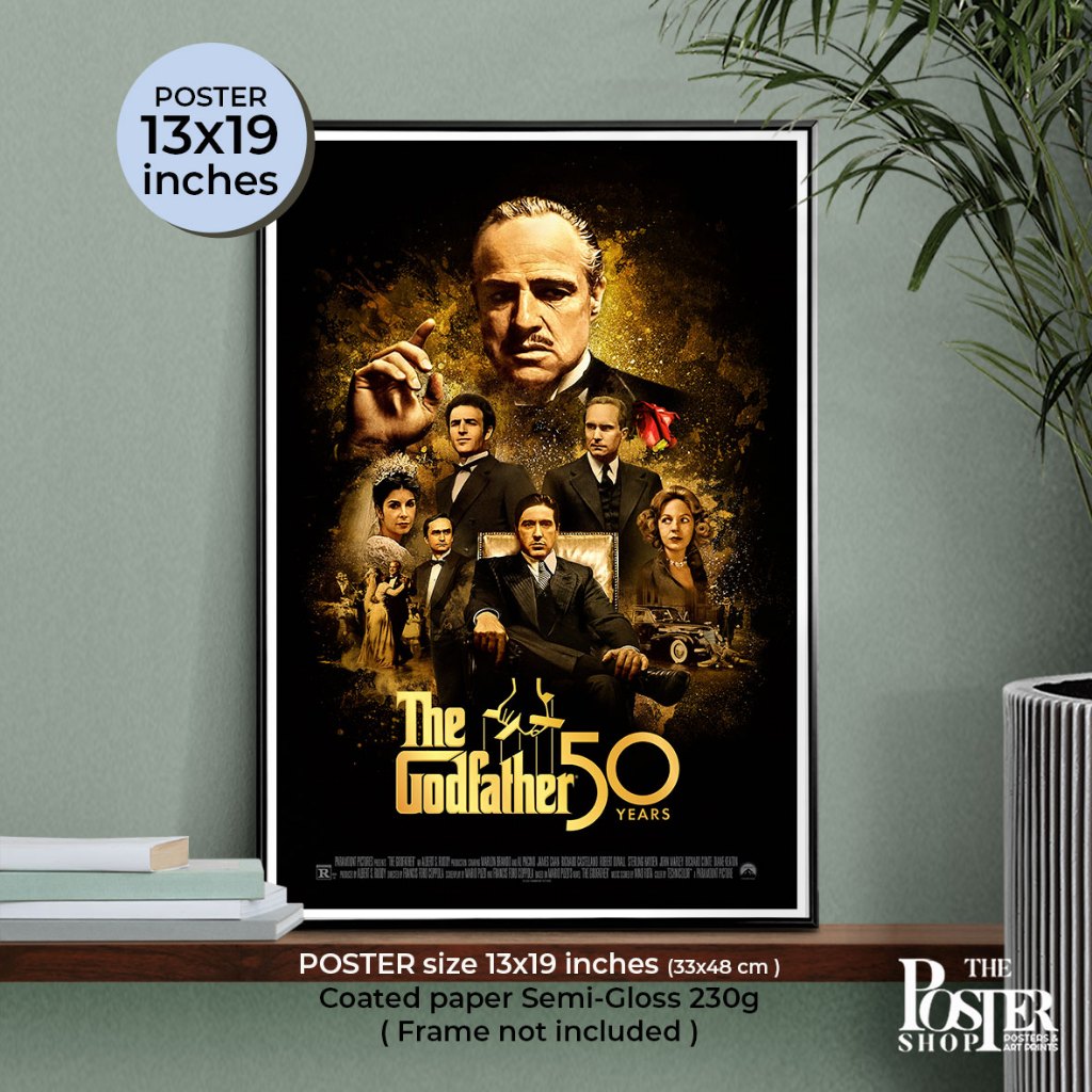 The Godfather Poster โปสเตอร์ เดอะ ก๊อดฟาเธอร์  Movie by Francis Ford Coppola/  Al Pacino, Marlon Brando, James Caan