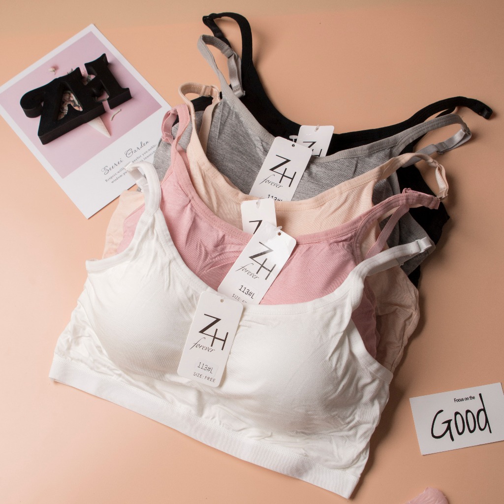 zh-forever.113 เสื้อชั้นในผ้าฝ้าย บราสายเดี่ยว ฟองน้ำในตัว