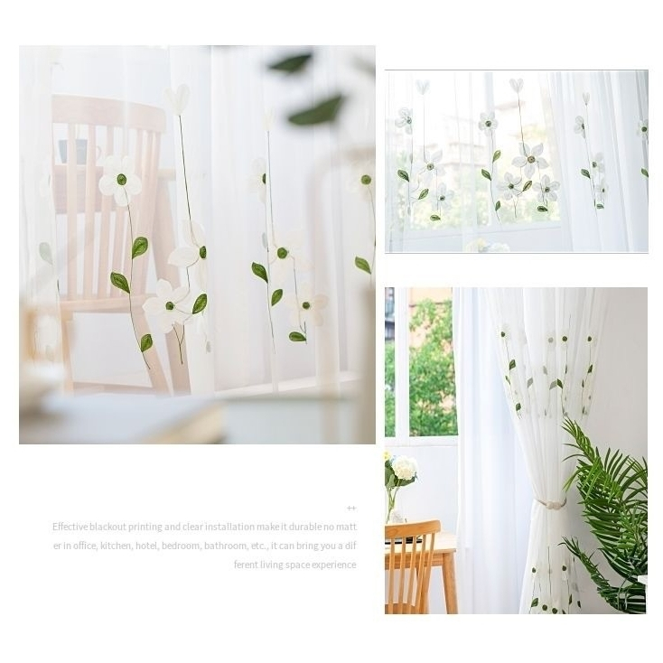 แนะนำ ผ้าม่าน ผ้าม่านโปร่งแสง สไตล์มินิมอล ม่านหน้าต่าง ประตู ลายใบไม้รุ่นใหม่ (แบบตาไก่) ราคาพิเศษ มีเก็บเงินปลายทาง
