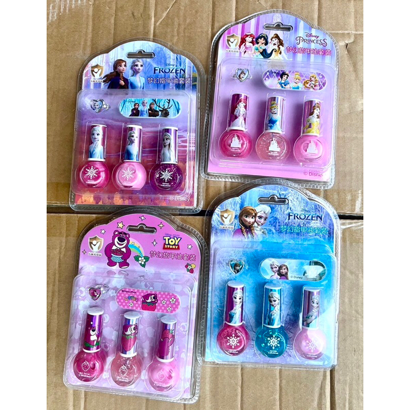 น้ำยาทาเล็บเด็กเจ้าหญิง สีทาเล็บเด็ก ยาทาเล็บลอกออกได้ ปลอดภัยสำหรับเด็ก สีสันสดใส ขวดเป็นลายเจ้าหญิงสวยงาม