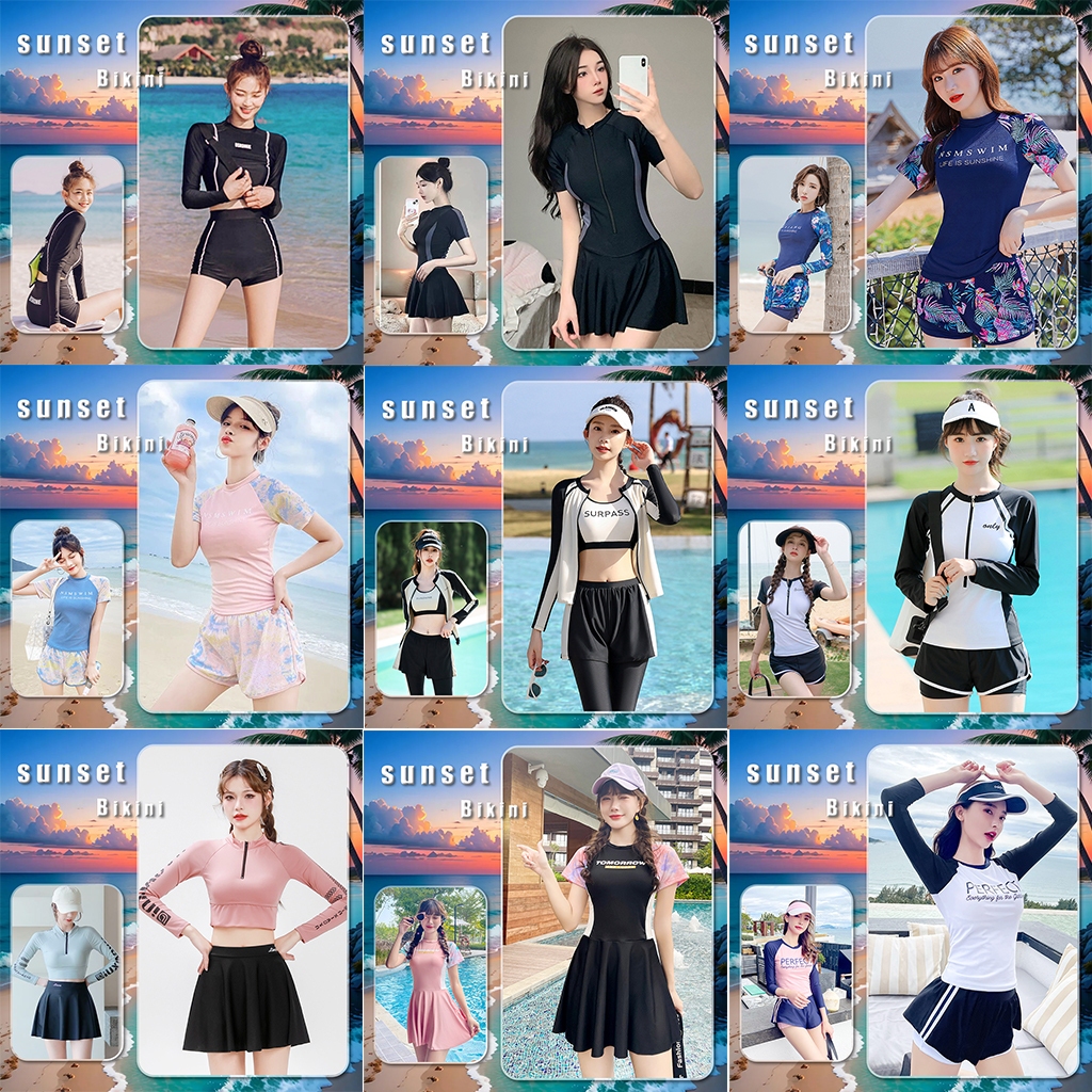 ชุดว่ายน้ำผู้หญิง ชุดว่ายน้ำกีฬา ชุดว่ายน้ำ เสื้อเชิ้ตแขนยาว ผ้าป้องกันรังสียูวี สไตล์ซิป พร้อมส่งจากไทย #H1