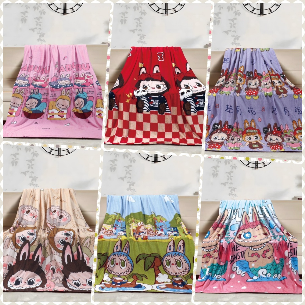 ผ้าห่มลายลาบูบู้ ผ้าห่มนาโน ผืนใหญ่ ยาว 5 ฟุต ขนาด120x180cm พร้อมถุงซิบฟรี ผ้าห่มเด็ก ผู้ใหญ่ห่มได้