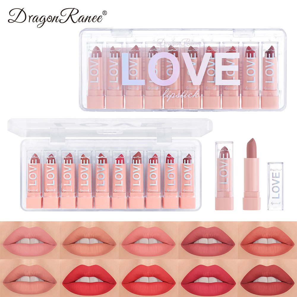 12 สี Matte ลิปสติกชุดกันน้ำ Long Lasting เครื่องสำอางเกาหลีแต่งหน้าสำหรับผู้หญิง