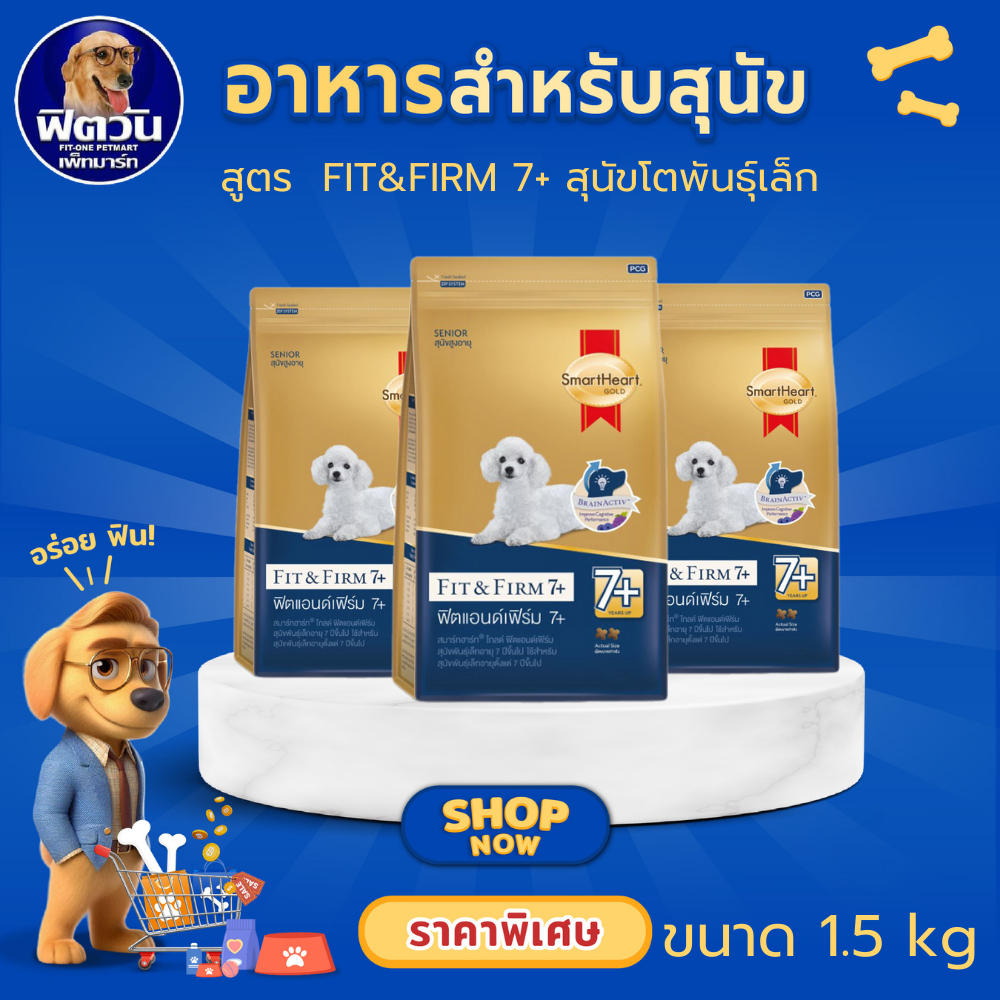 SmartHeart Gold Fit & Firm 7+ Large Breed อาหารเม็ดสำหรับสุนัขพันธุ์เล็กสูงวัย 7 ปีขึ้นไป ขนาด 10 กิโลกรัม