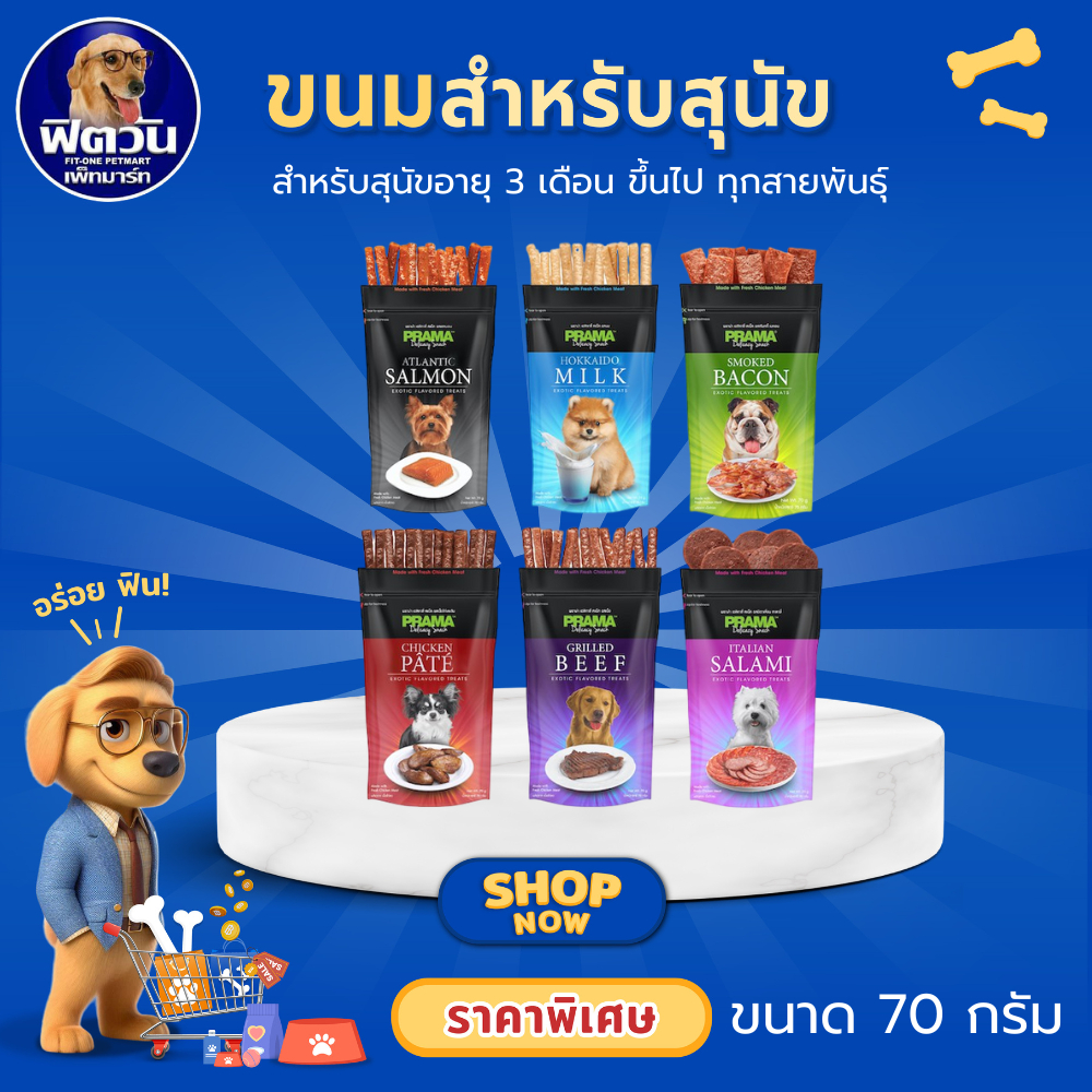 PRAMA Delicacy Snack พราม่า สแน็ค ขนมสุนัข ขนาด 70 G.