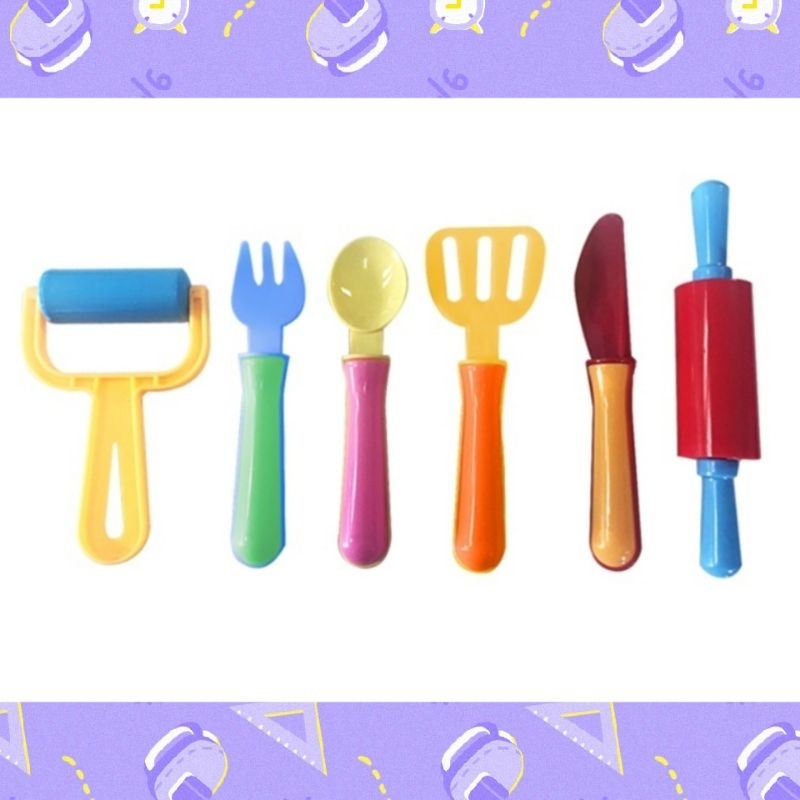 [ราคาถูก] แม่พิมพ์รวมแบบ SET-D2A ชุดช้อนส้อม บด ตัด คลึง นวด ของเล่นแป้งโดว์