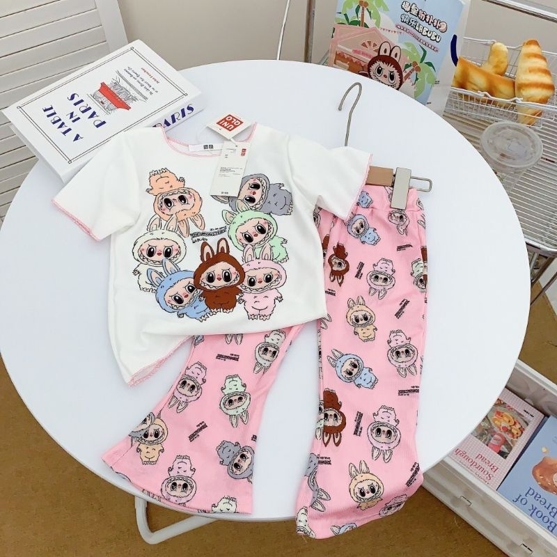 Lovely girl.shopชุดเซตเสื้อกับกางเกงขาม้าลายลาบูบู้ งานผ้าร่องน่ารักๆๆ (พร้อมส่ง)