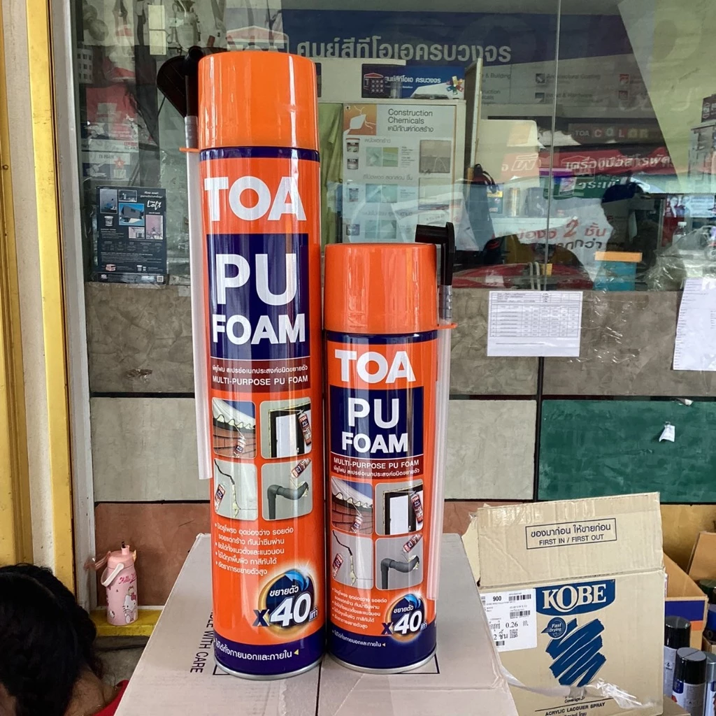 TOA PU FOAM พียูโฟม (มีหลอดฉีด) 500ml 750ml ใหม่มากโฟมอุดรอยรั่วอเนกประสงค์ชนิดขยายตัว