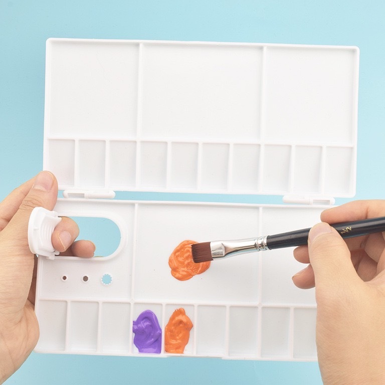 จานสีพับได้ แบบสีเหลี่ยม และ แบบกลม พกพาสะดวก  จานใส่สีน้ำแบบพับได้ อุปกรณ์ศิลปะ