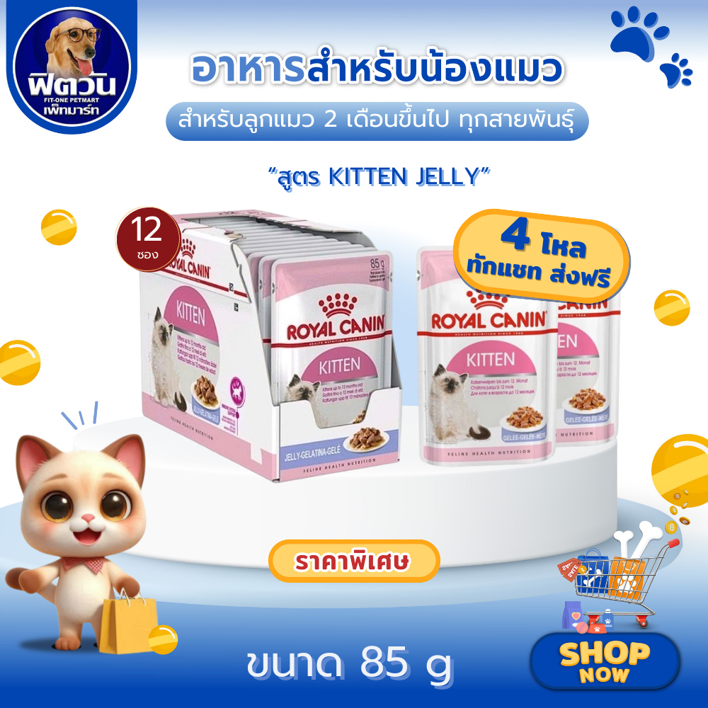 [X12ซอง] Royal Canin KITTEN Pouch Jelly อาหารแมวเปียก ชนิดซอง 85 กรัม{อาหารเปียกแมว}