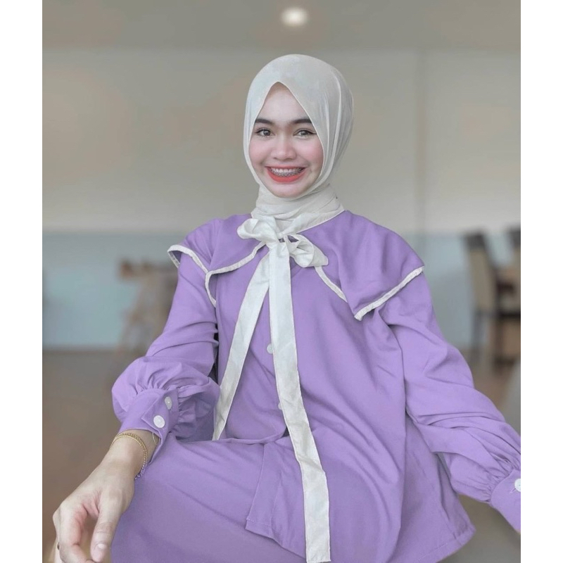 รุ่นโอลีฟ ชุดเซ็ทเสื้อพร้อมกางเกงสาวอิสลาม แฟชั่นมุสลิมน่ารักๆ