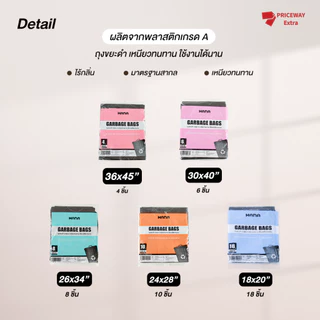 ถุงขยะดำ หนา ทำจากพลาสติกเกรดเอ หลายขนาด เหนียว ไม่ขาดง่าย ราคาถูกที่สุด