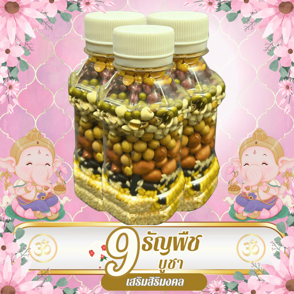ธัญพืช 9 ชนิด บูชาพระพิฆเนศ สำหรับงานพิธี เสริมสิริมงคล