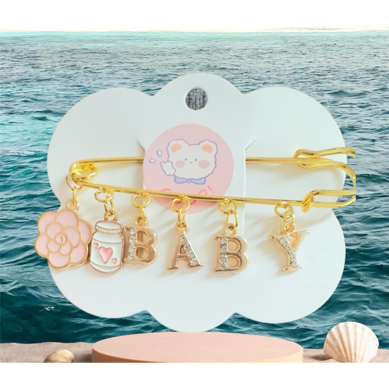 เข็มกลัดคนท้อง น่ารักๆ สีทองประดับพลอยหรูหรา ʕ•́ᴥ•̀ʔ💫🌙✨ - รูปที่ 3