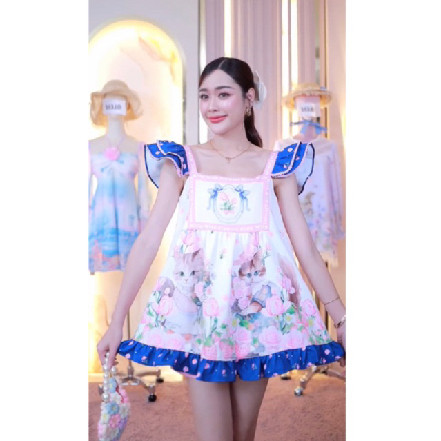 🔵 New !! ป้ายห้อย ✨ชุดเซ็ท 2 ชิ้น Bellita ลายน้องแมว สวยม๊ากก size S งานตามหา