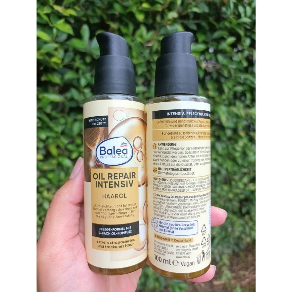 เซรั่มใส่ผม หลังสระ จาก ห้างdm เยอรมัน Balea oil repair intensiv Haarol (intensive hair) 100ml